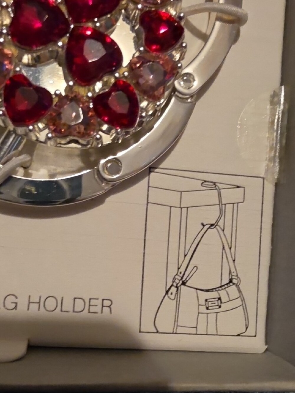 Liz Claiborne Red and Pink Crystal Handbag Hook - Picture 3 of 9